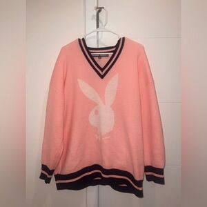 Playboy x Missguided Pink V-Neck Sweater